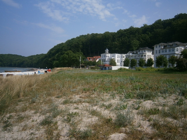 Blick vom Strand auf die Villa Strandperle
