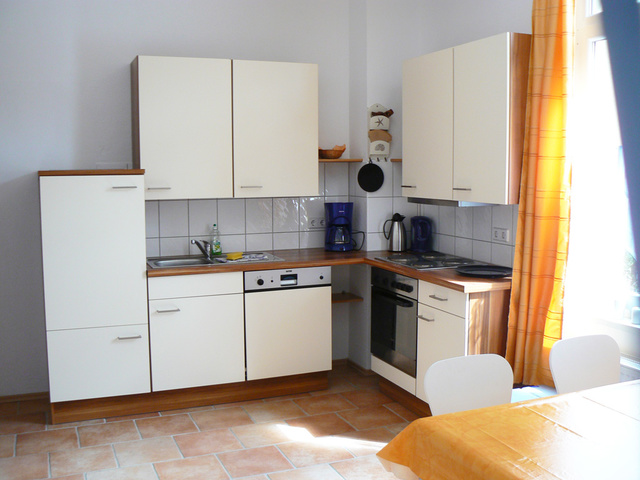 Blick in die Küche der Wohnung Vineta