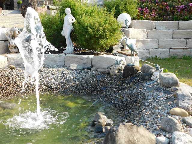 im Garten - der Springbrunnen und die wasserspe...