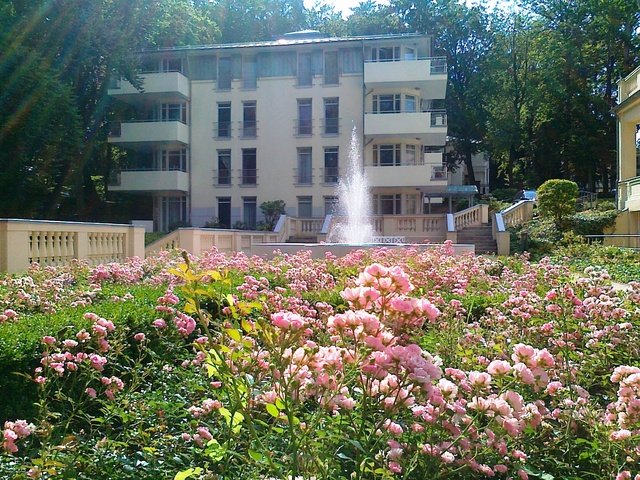 Villa Rosengarten und Springbrunnen