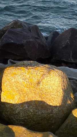 Die großen Steine am Strand bei Olpenitz in der...