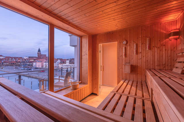 Sauna mit Panoramaausblick in der Hafenresidenz...